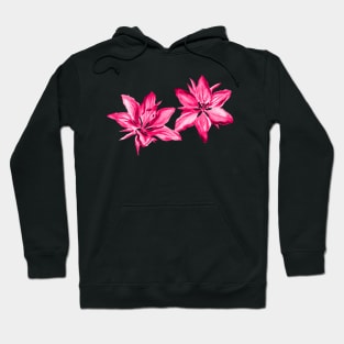 Pink Painted Watercolor Lilies Floral Hoodie